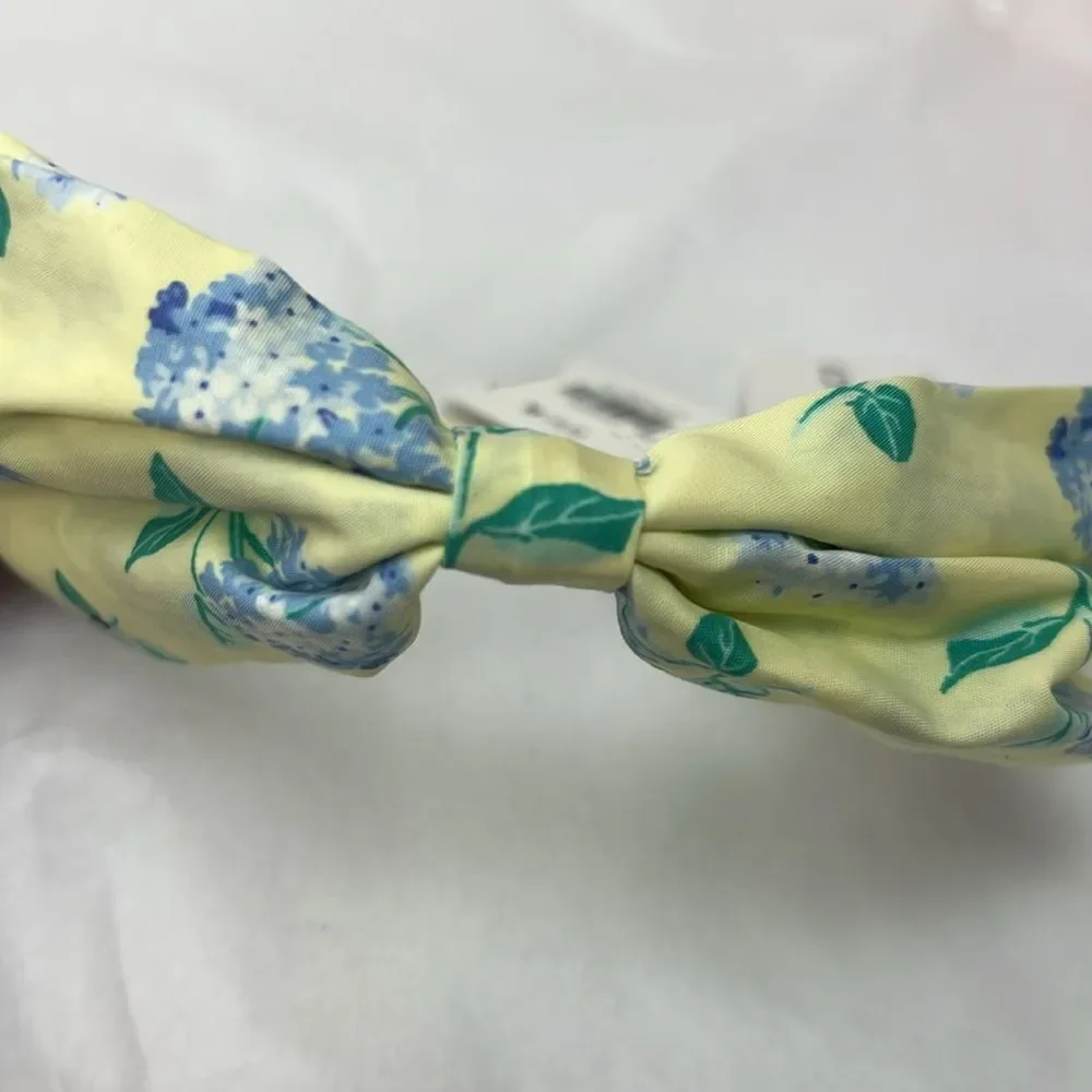 Janie and Jack Yellow floral bow headband Poplin. NWT one size